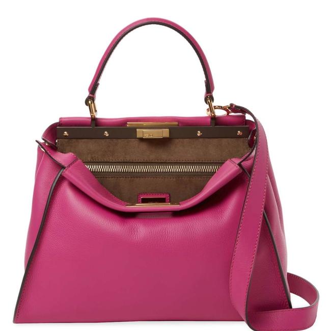Fendi Peekaboo Fushia Pink Calfskin Leather Tote 