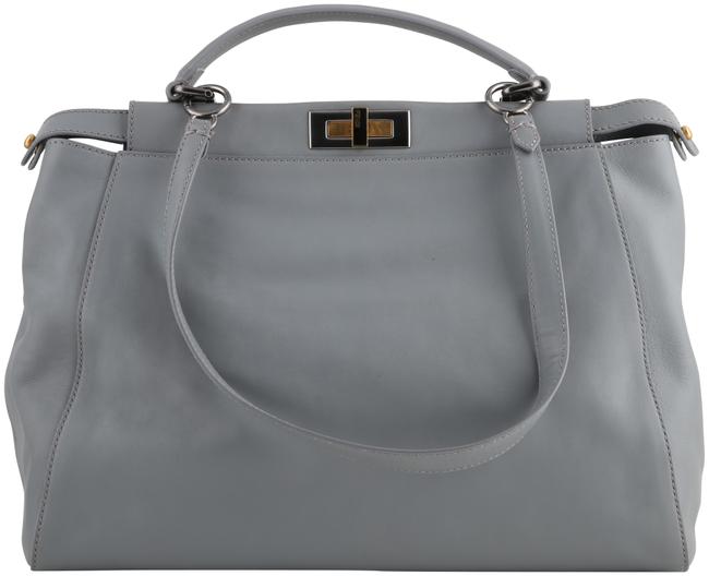 Fendi Peekaboo Grey Leather Tote 