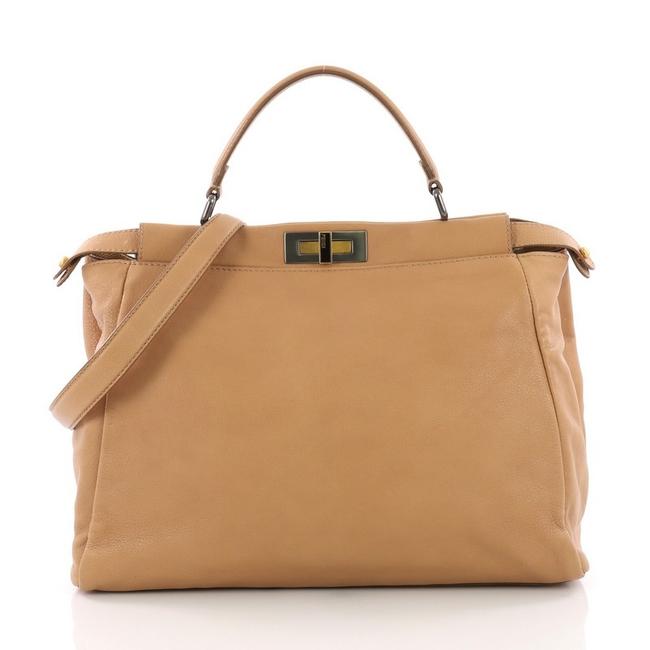 Fendi Peekaboo Handbag Large Brown Leather Tote 