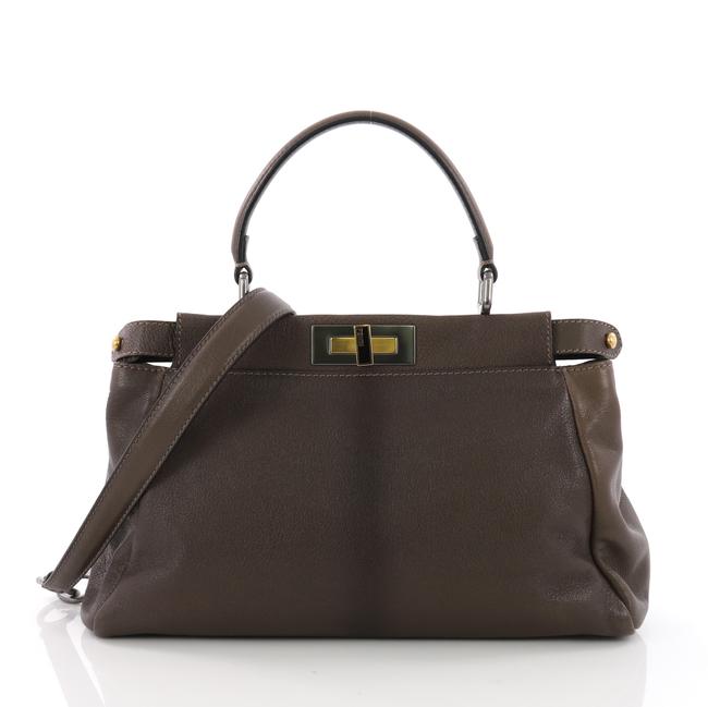 Fendi Ombre Peekaboo Handbag Regular Taupe Leather Tote 