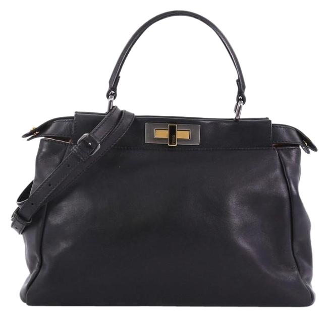 Fendi Peekaboo Handbag Regular Black Leather Tote 