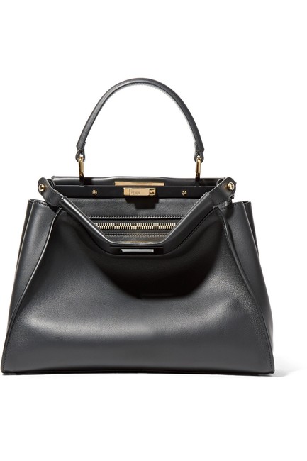 Fendi Peekaboo Medium Black Leather Tote 