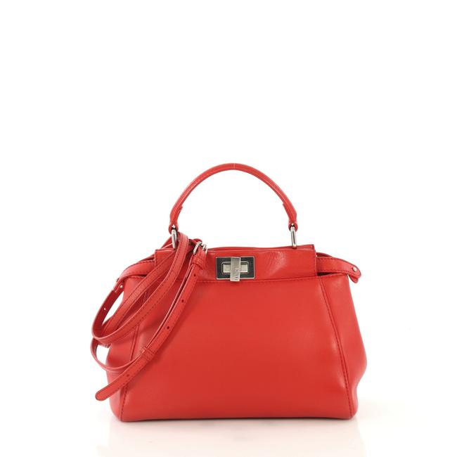 Fendi Peekaboo Mini Red Leather Tote 