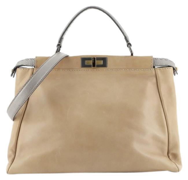 Fendi Peekaboo Rigid Regular Neutral Leather Tote 