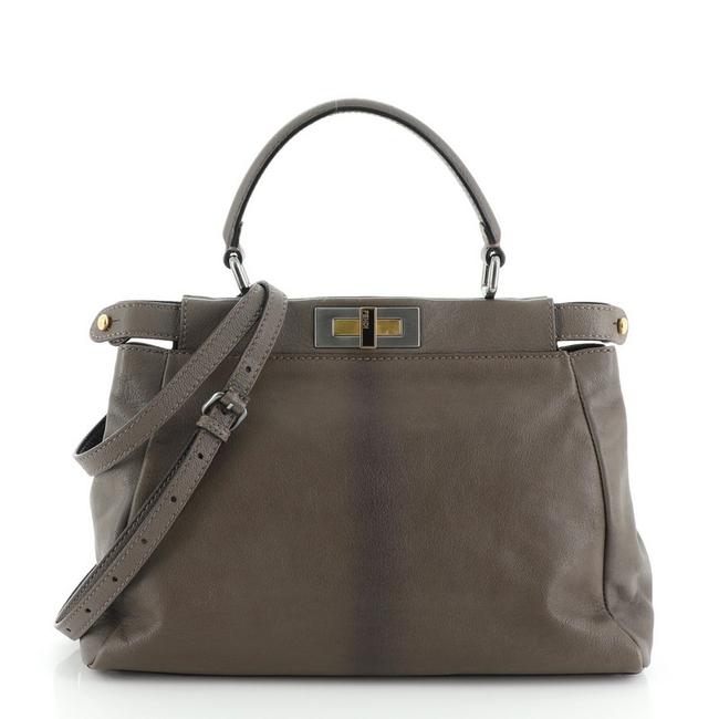 Fendi Peekaboo Soft Regular Brown Leather Tote 