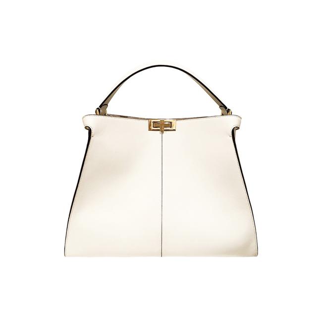 Fendi Peekaboo X lite Calfskin White Leather Tote 