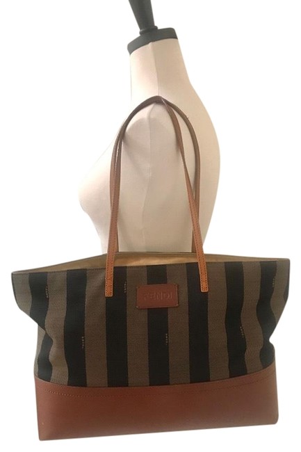 Fendi Penguin Stripe Black Brown Tote 