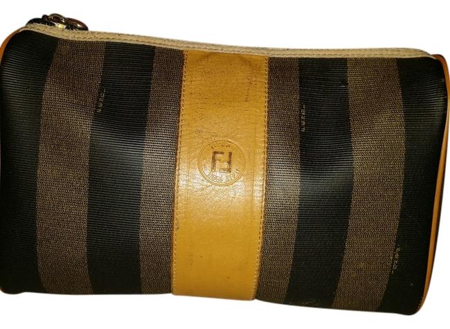 Fendi Penguin Stripe BlackBrown Pvc Shoulder Bag 