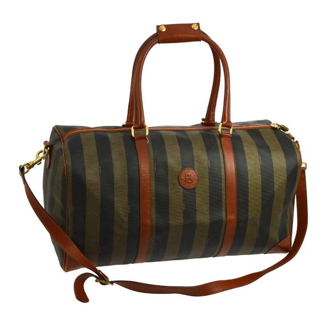 Fendi Pequin 2way Brown Pvc Leather WeekendTravel Bag 