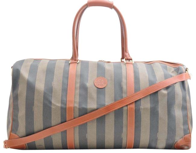 Fendi Boston Pequin Brown Pvc Leather WeekendTravel Bag 