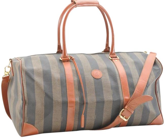 Fendi Tote Pequin Boston Pvc Brown WeekendTravel Bag 