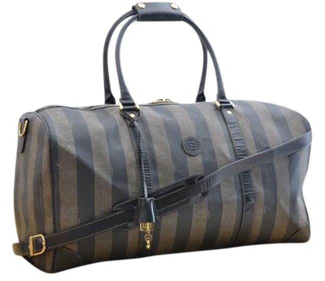 Fendi Boston Pequin Pvc Brown WeekendTravel Bag 