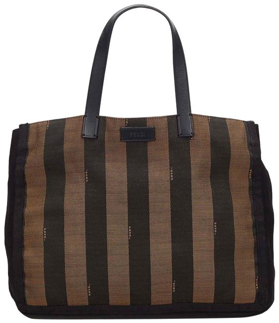 Fendi Bag Pequin Brown Fabric X Jacquard X Leather X Others Tote 