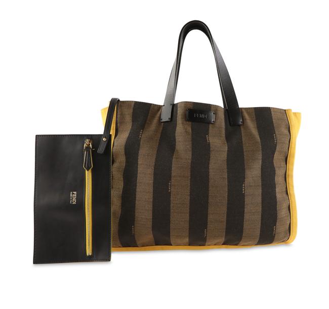 Fendi Pequin Busta Striped Brown Canvas Tote 