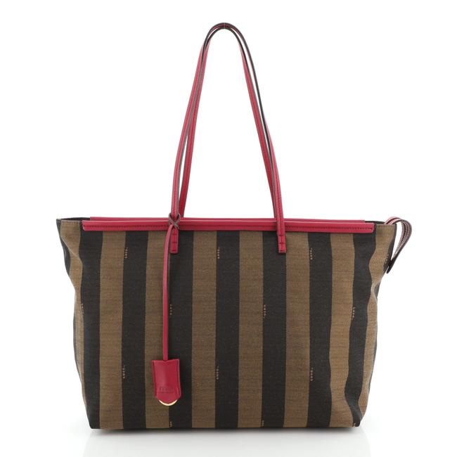 Fendi Pequin Large Brown Canvas Tote 