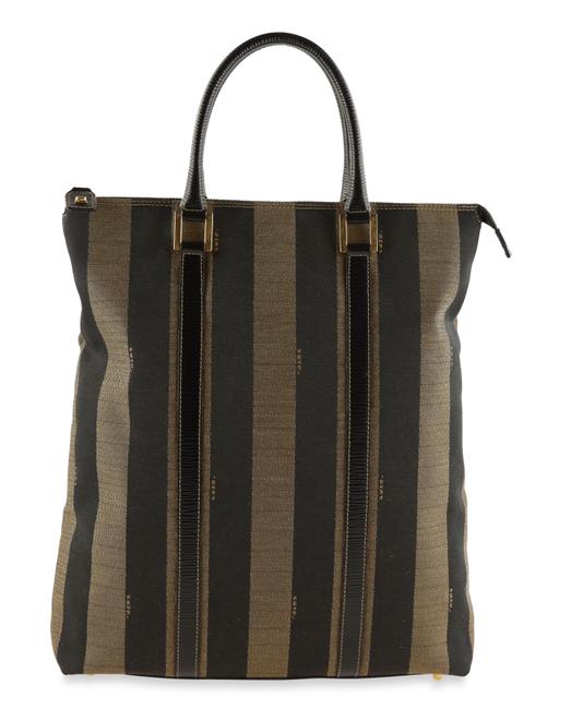 Fendi Pequin Satchel Brow Canvas Tote 