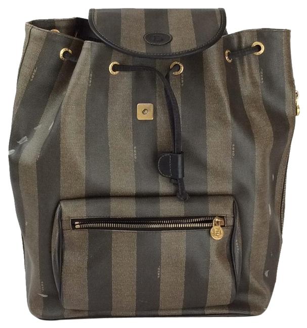 Fendi Pequin Stripe Brown Pvc Backpack 
