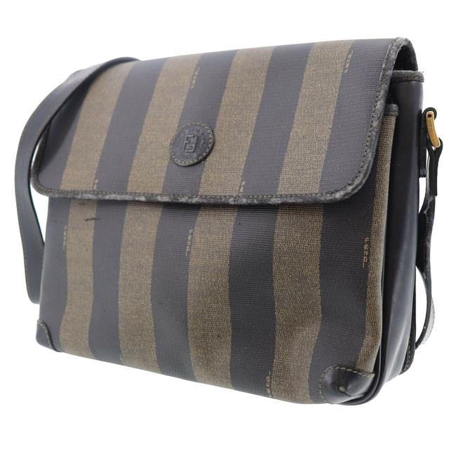 Fendi Pequin Striped Purse Brown Pvc Shoulder Bag 