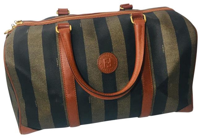 Fendi Pequin Vintage Boston Carry On Brown Pvc WeekendTravel Bag 