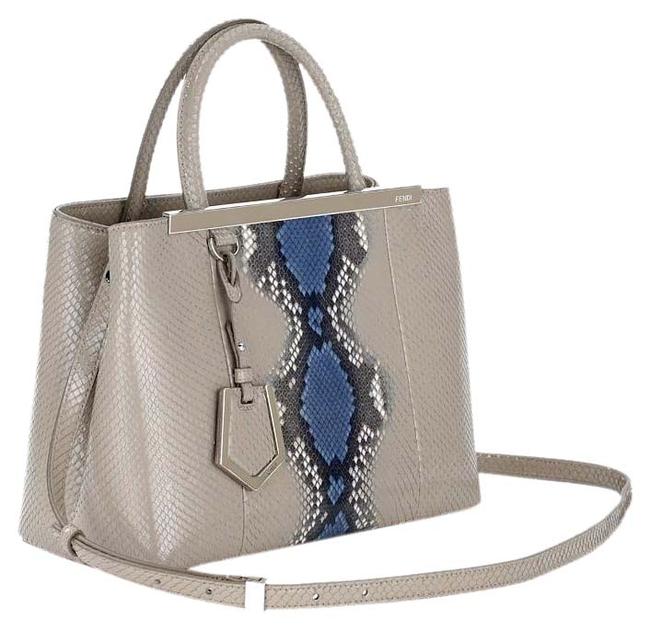 Fendi Petite 2 Jours Python Gray Leather Tote 