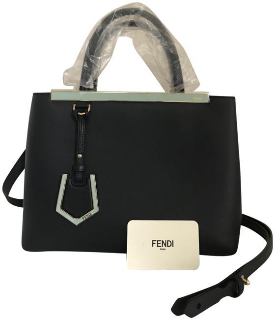 Fendi Petite 2 Jours Vit. Dolce Dark Blue Lambskin Leather Tote 