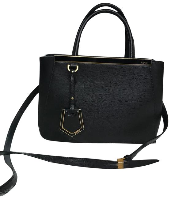 Fendi Petite 2jours Black Calfskin Leather Tote 