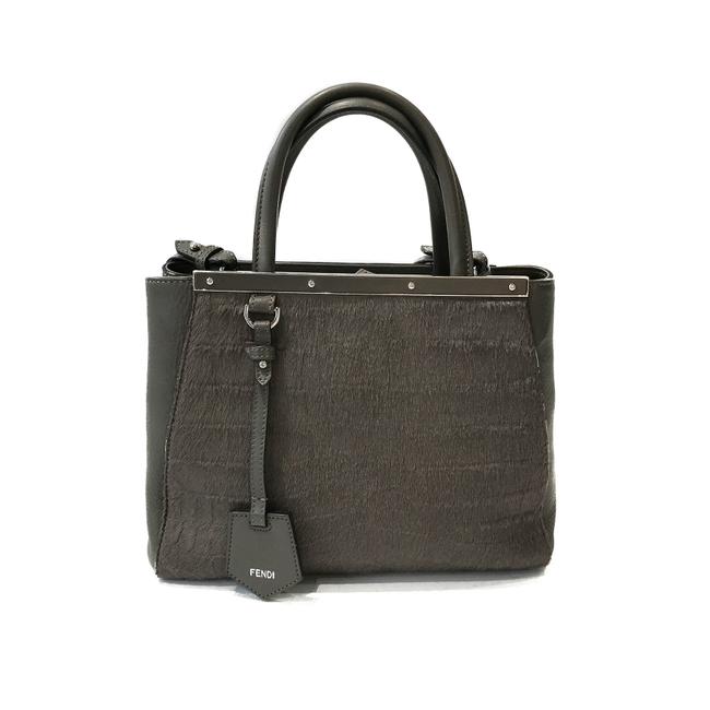 Fendi Bag 'petite 2jours Elite' LeatherFur Grey Leather and Horse Hair Tote 