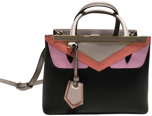 Fendi Bag Petite 2jours Monster Black Multi Calfskin Leather Tote 