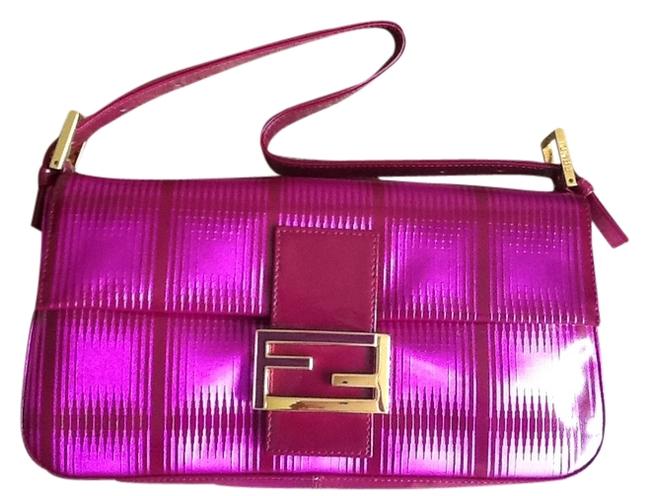 Fendi Pink and Cranberry Patent Leather Baguette 