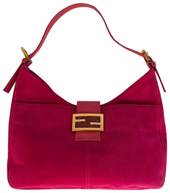 Fendi Pink Suede Leather Baguette 