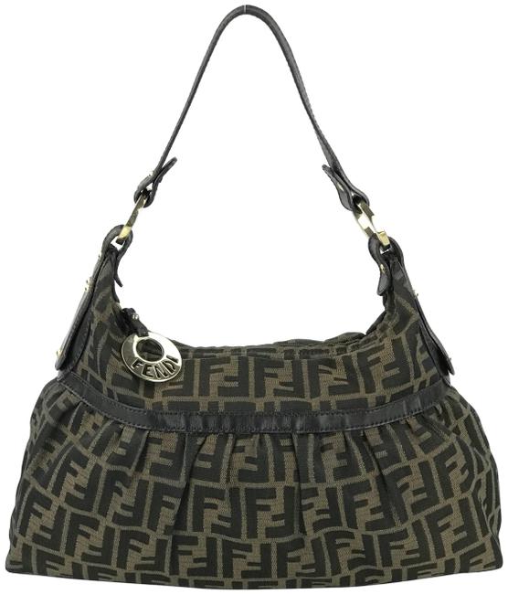 Fendi Pleated Zucca Canvas Shoulder Bag 