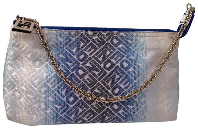 Fendi Pochette Blue White Ombre Coated Canvas Wristlet 