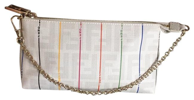 Fendi Pouchette Cream Coated Canvas Wristlet 