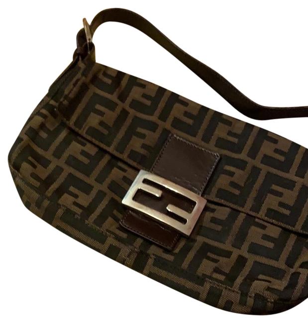 Fendi Print Black and Brown Baguette 