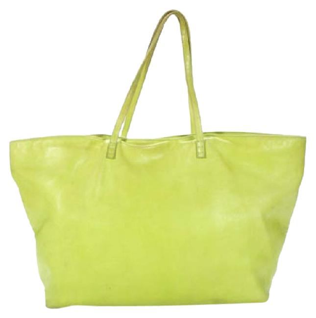 Fendi Bag XL Selleria Strap Limited Edition Lime Green Leather Tote 