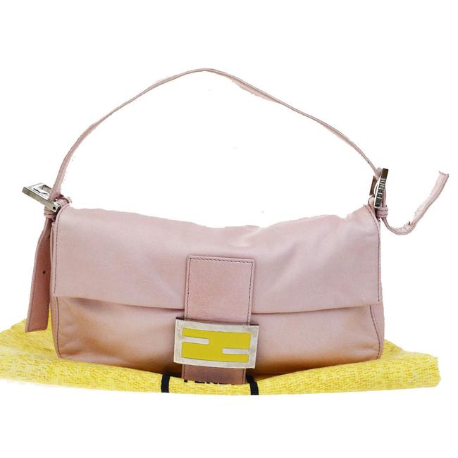 Fendi PursesDesigner Purses Pink Lambskin Leather and Yellow Enamel Baguette 