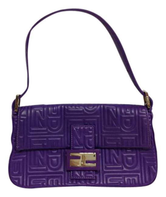 Fendi Quilted Purple Leather Baguette 