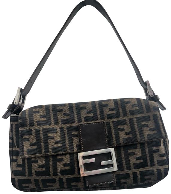 Fendi Rare Logo Zucca Handbag Brown Baguette 