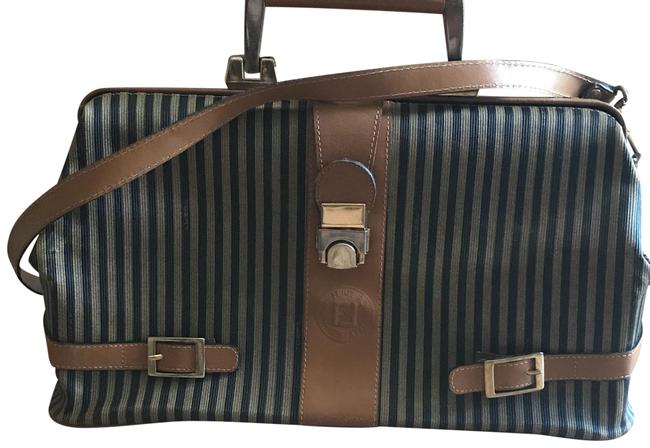 Fendi Rare Striped Coated BrownBlack Leather Shoulder Bag 