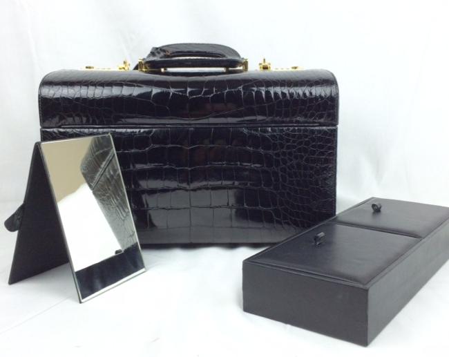 Fendi Rare Train Black Crocodile Leather WeekendTravel Bag 