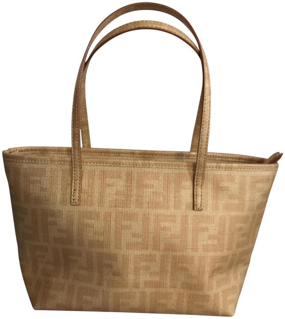 Fendi Extremely Rare Tiny Zucca Gold Patent Coated Leather Tote 