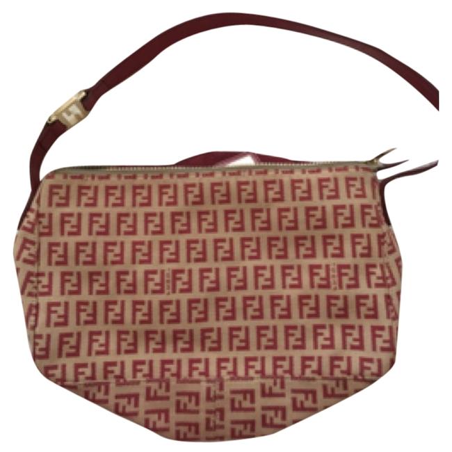 Fendi Red Fabric and Leather Shoulder Bag 