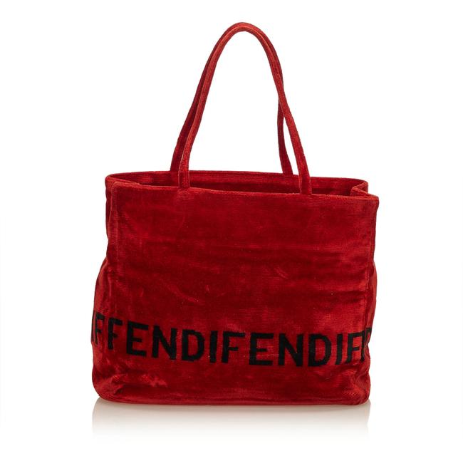 Fendi Bag Red Fabric X Velour Tote 