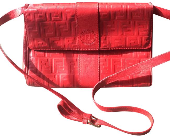 Fendi Red Leather Messenger Bag 