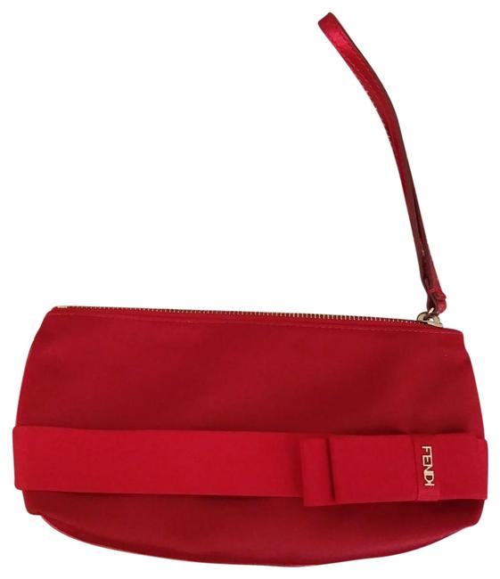 Fendi Red Satin Leather Wristlet 