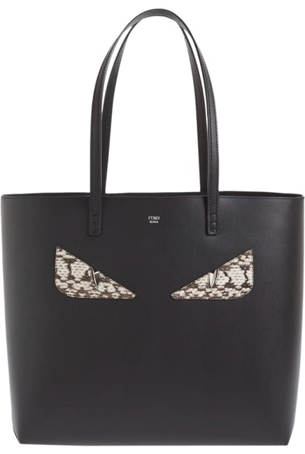 Fendi Roll Monster' Genuine Snakeskin Trim Leather Tote 