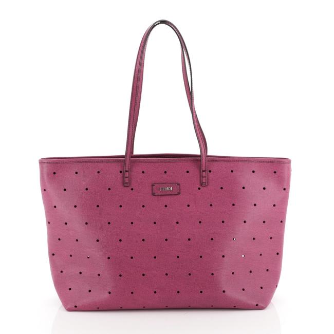 Fendi Roll Perforated Large Purple Leather Tote 