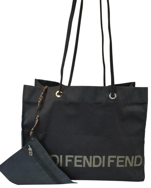 Fendi Roma 1925 Canvas Black Nylon Tote 