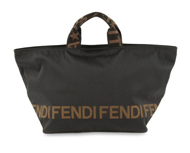 Fendi Roma 1925 East west Black Canvas Tote 