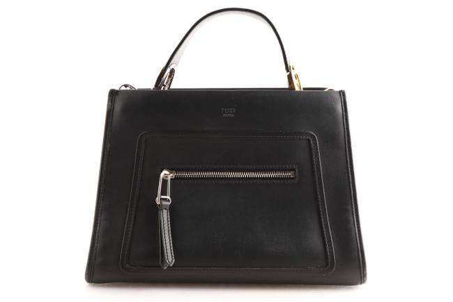 Fendi Roma Circle F Runway Black Leather Shoulder Bag 